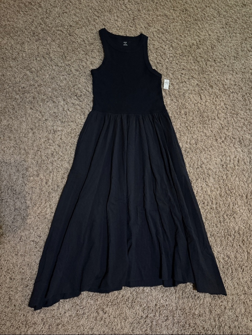 aerie Black Sleeveless Maxi Dress with Tank Bodice